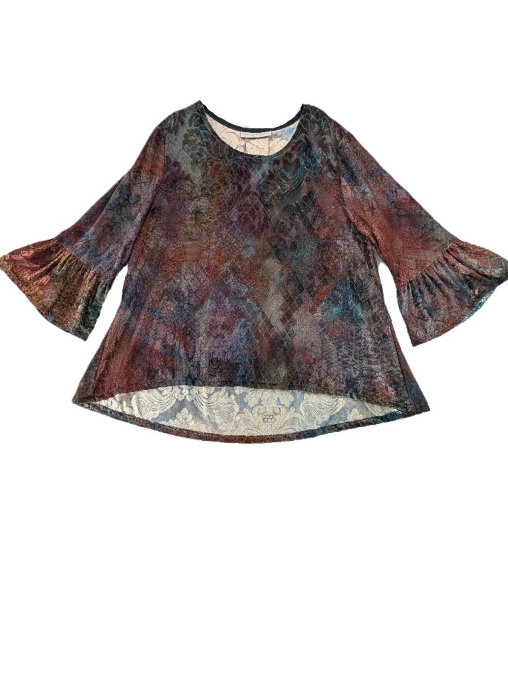 Bryn Walker Fran Shirt Womens Size L Tie Dye Velvet Burnout Moondance Fairy USA